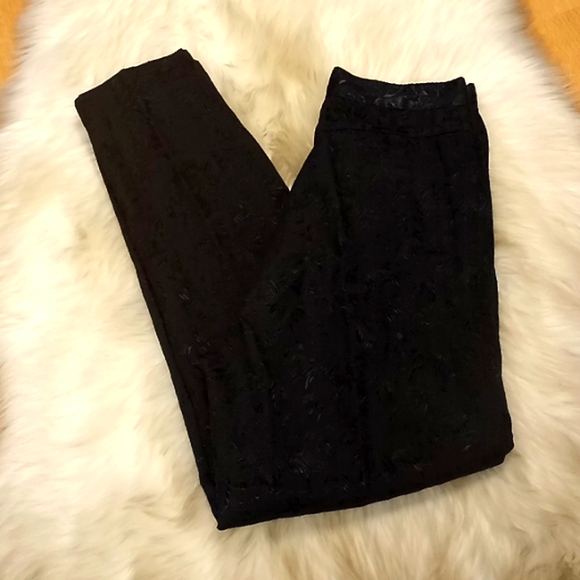 VTG-Holly Sharp Black Tapestry Straight Leg Pants-#1222 - Picture 7 of 9